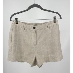 J.Crew Linen Shorts Womens Small Beige Elastic Waist Oatmeal Pull On